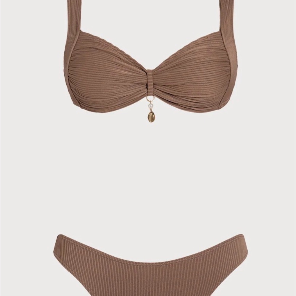 NWT Rihoas Brown Ribbed Bikini Set - Picture 2 of 7